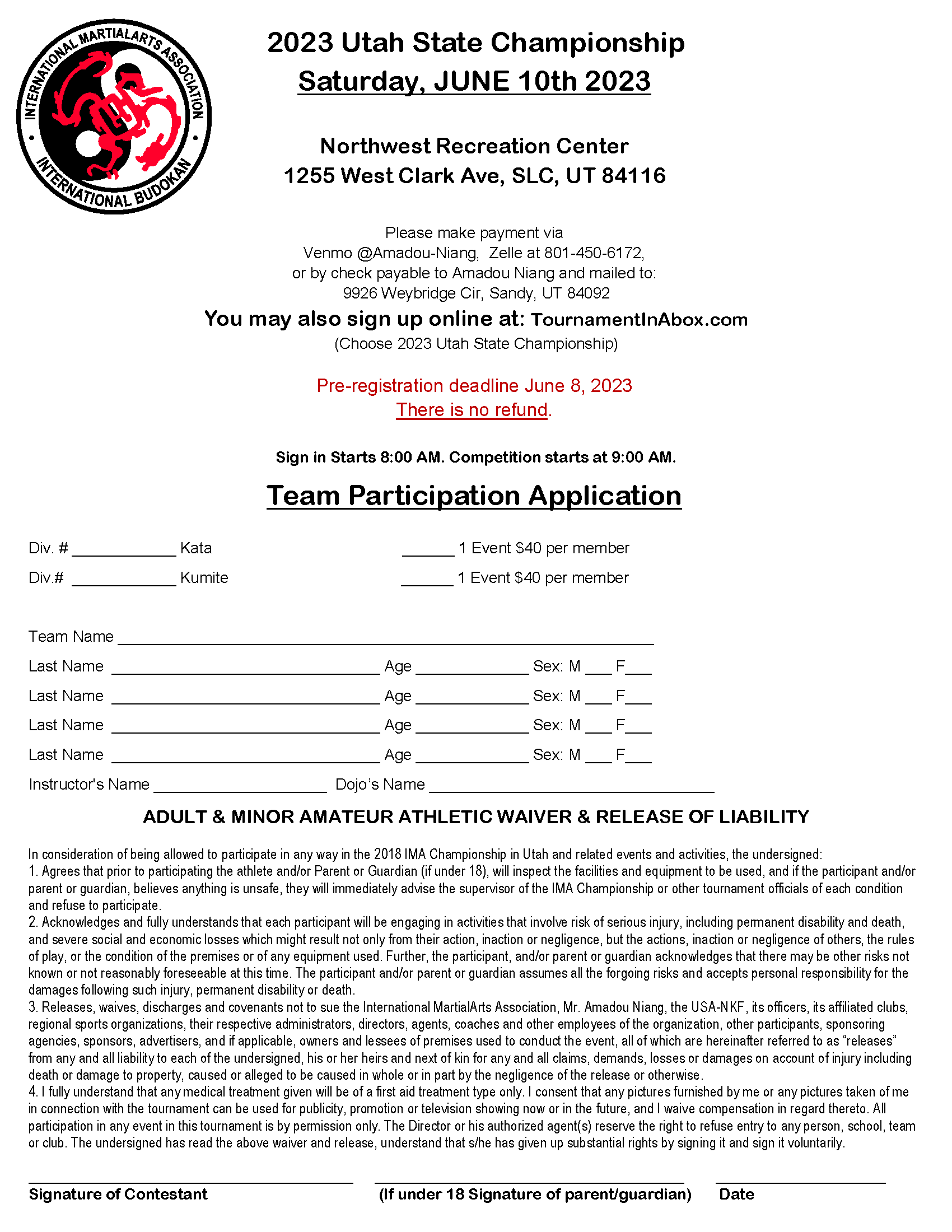 2023 Utah State Championship Invitation LetterFlyer Page 1